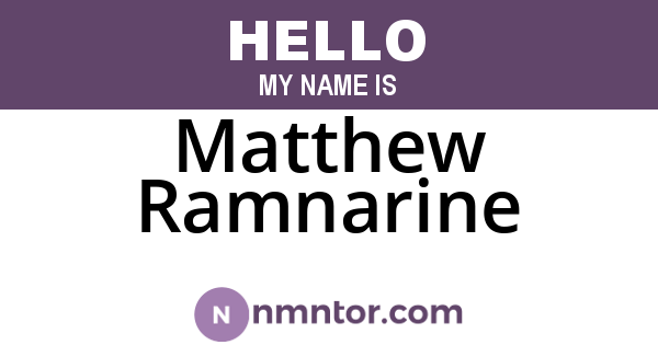 Matthew Ramnarine