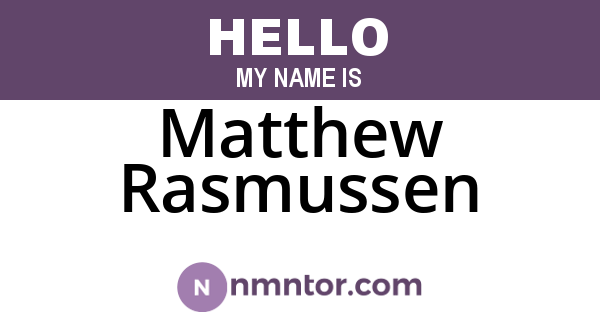 Matthew Rasmussen