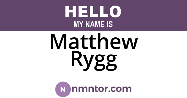 Matthew Rygg
