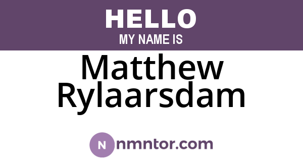 Matthew Rylaarsdam