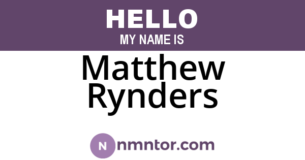 Matthew Rynders