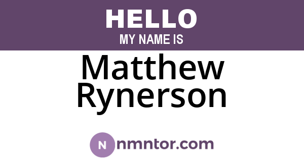 Matthew Rynerson