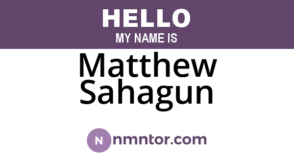 Matthew Sahagun