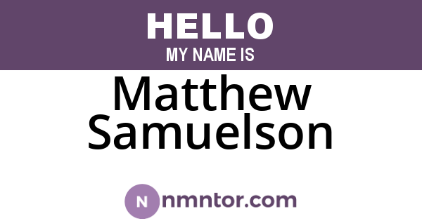 Matthew Samuelson