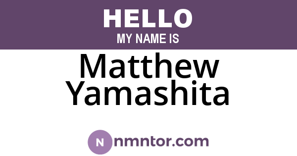 Matthew Yamashita