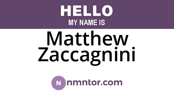 Matthew Zaccagnini