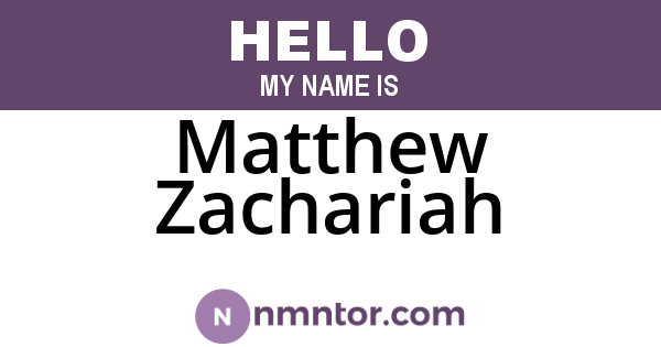 Matthew Zachariah