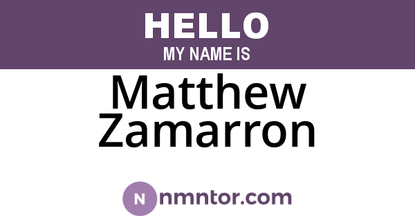 Matthew Zamarron