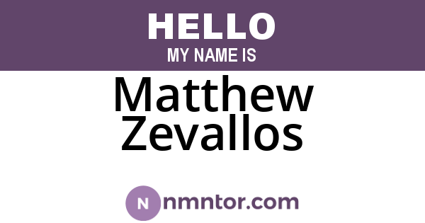 Matthew Zevallos