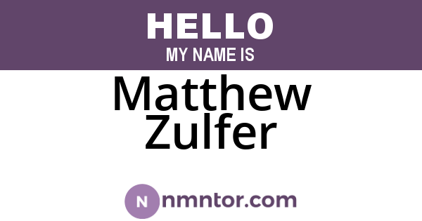 Matthew Zulfer