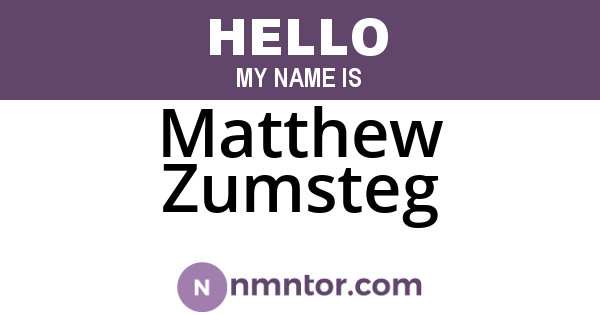 Matthew Zumsteg