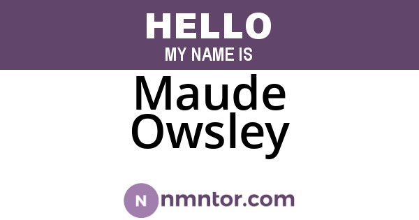 Maude Owsley