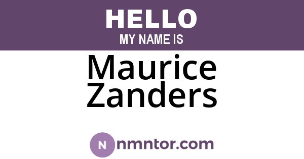 Maurice Zanders