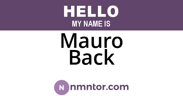 Mauro Back
