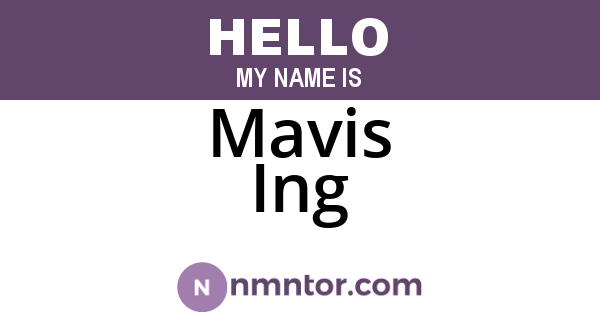 Mavis Ing