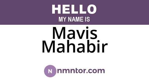 Mavis Mahabir