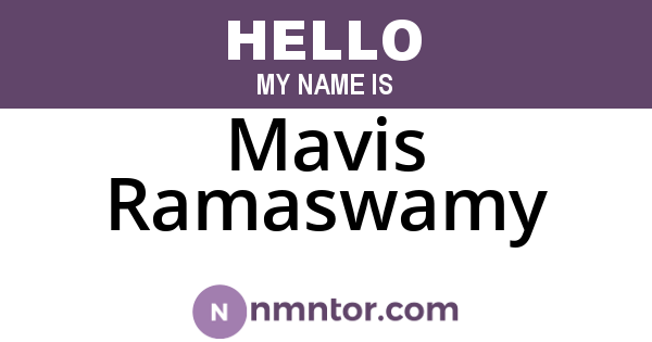 Mavis Ramaswamy