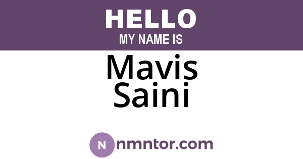 Mavis Saini