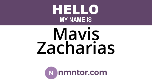 Mavis Zacharias