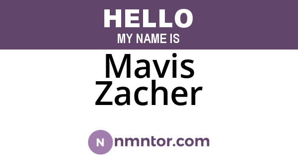Mavis Zacher