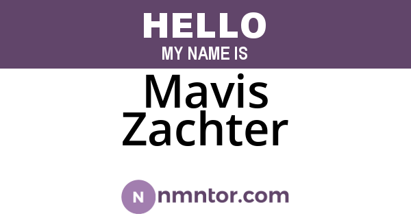 Mavis Zachter