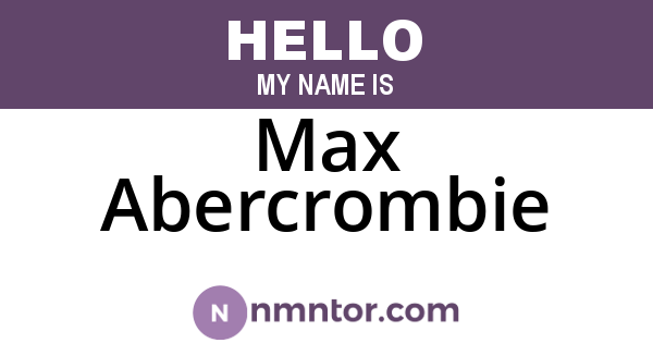 Max Abercrombie