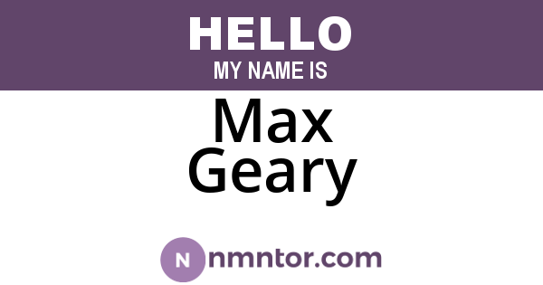 Max Geary