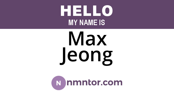 Max Jeong
