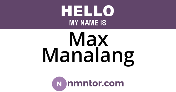 Max Manalang