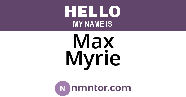 Max Myrie