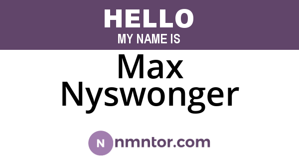 Max Nyswonger