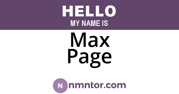 Max Page