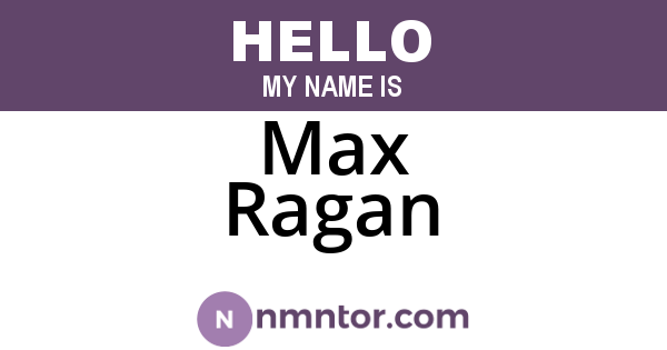 Max Ragan