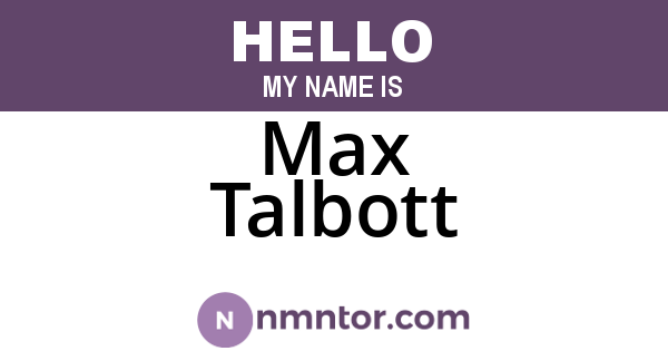 Max Talbott