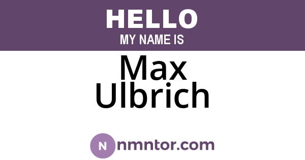 Max Ulbrich