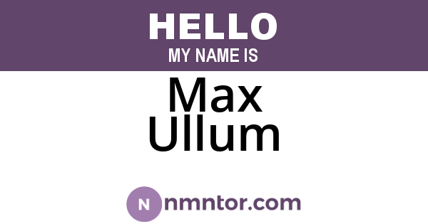Max Ullum
