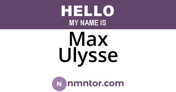 Max Ulysse
