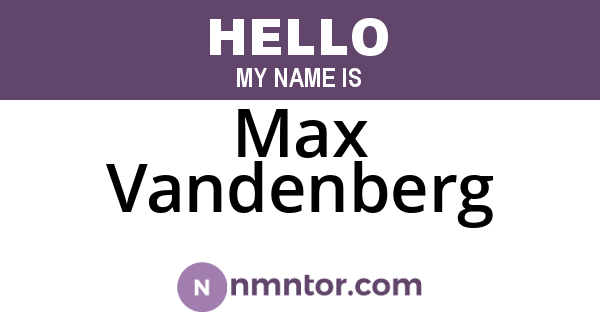 Max Vandenberg