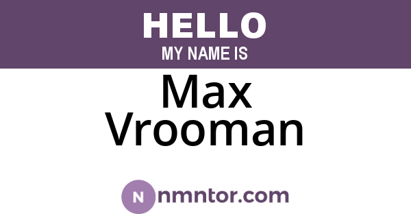 Max Vrooman