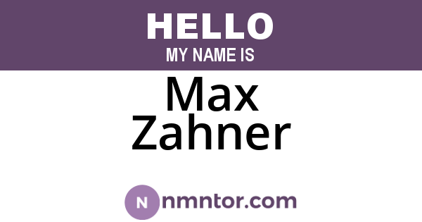 Max Zahner