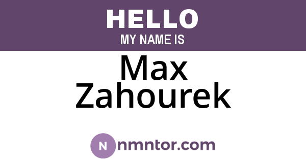 Max Zahourek