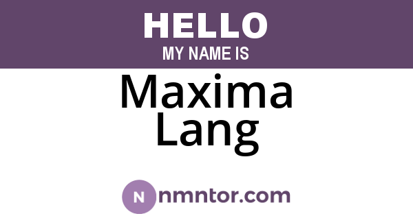 Maxima Lang
