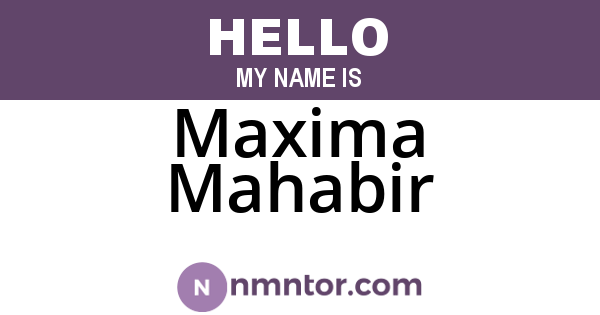 Maxima Mahabir
