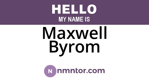 Maxwell Byrom