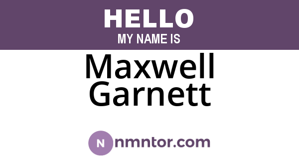 Maxwell Garnett