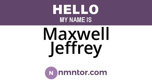 Maxwell Jeffrey