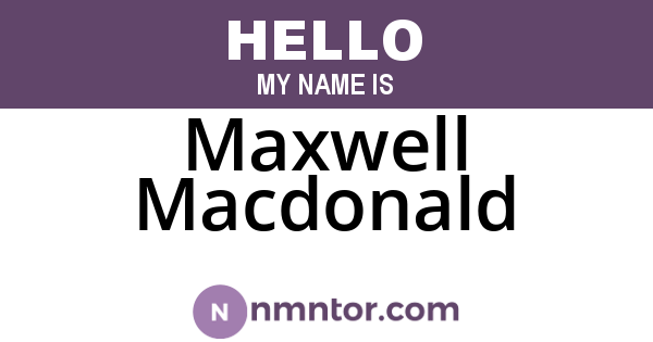 Maxwell Macdonald