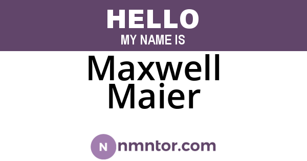 Maxwell Maier