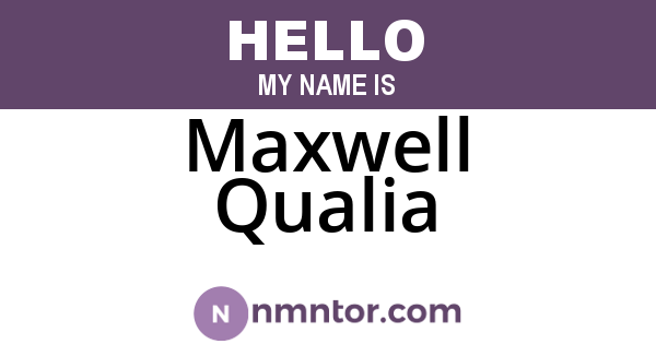 Maxwell Qualia