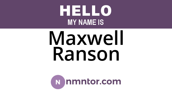 Maxwell Ranson